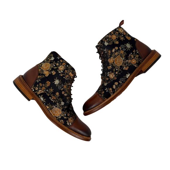 Taft The Jack Floral Boots Cognac Leather Black Eden Jacquard Bold Elevated main image 8